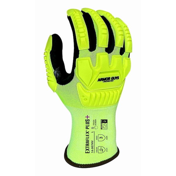 Armor Guys Coated Gloves, HCT MicroFoam Nitrile Palm, Hi Vis Yellow/Black, S 12 PK 14-007HV-S - main